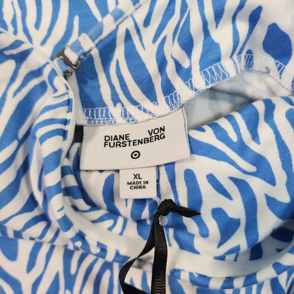 DVF Target Sea Twig Blue and White Tube Top Camisole Blouse Tank Size 2X  NWT - Picture 6 of 7